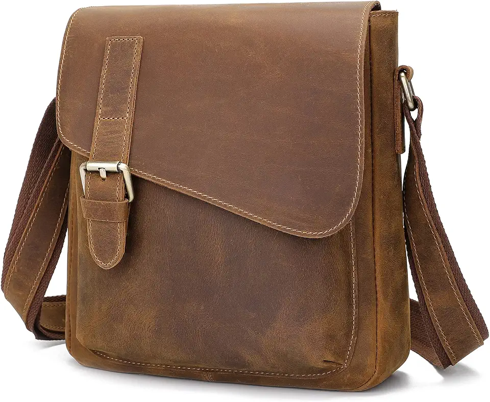 Augus Leather Messenger Crossbody Shoulder Bag for Men, Fits 11.5" Tablet