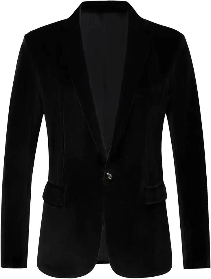 Mens Velvet Blazer Slim Fit Fashion Suit Jacket for Wedding Prom Dinner Party