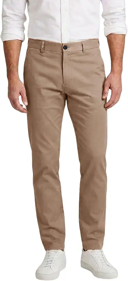 Plaid&Plain Men’s Slim Fit Khaki Pants Men’s Tapered Chino Pants