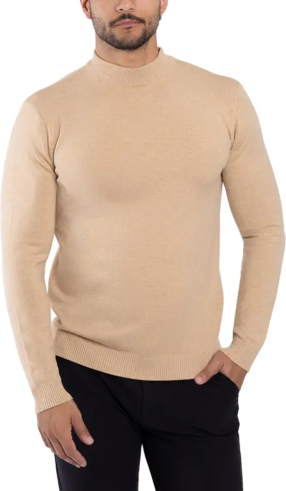 X RAY Mens Mock Neck Sweater, Soft Slim Fit Pullover Top, Basic Mock Neck Sweater for Men