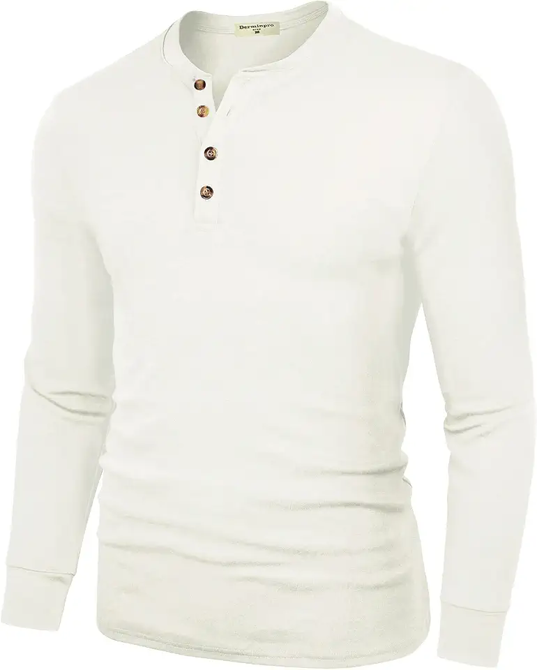 Derminpro Men's Henley Cotton Casual Short/Long Sleeve Lightweight Button T-Shirts