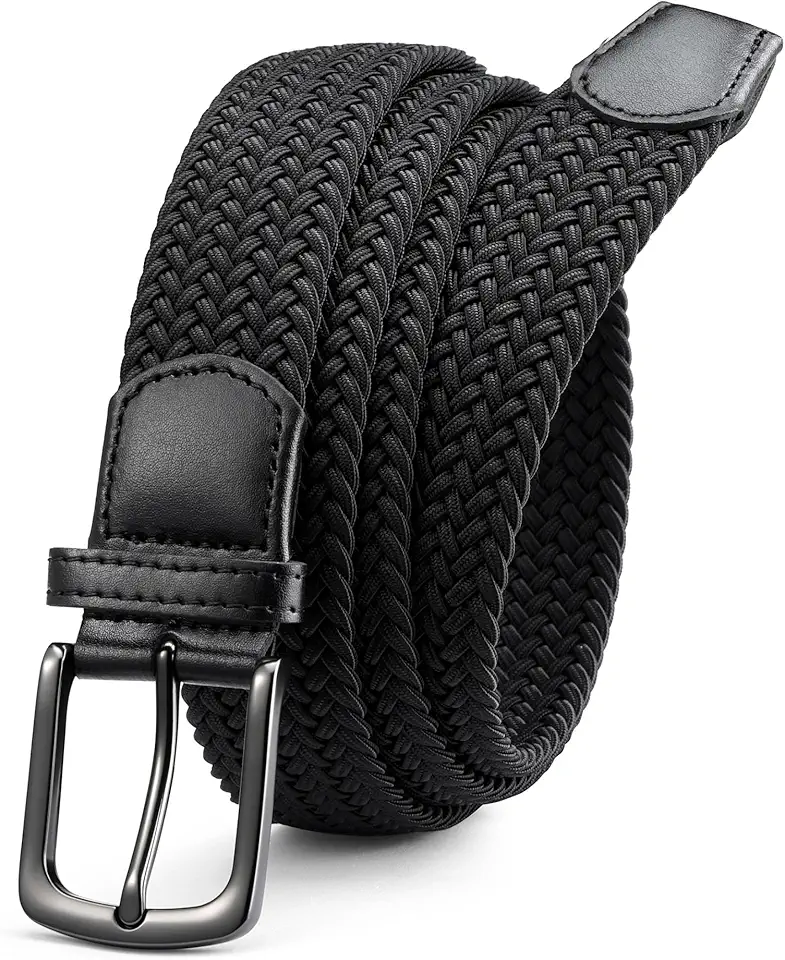 Global Recycled Standard CHAOREN Stretch Belt for Men - Elastic Belt for Golf & Casual Wear | 1 3/8" Braided Nylon Webbing, No-hole Adjustable, Breathable Comfort, Pairs with Jeans, Shorts and Chinos