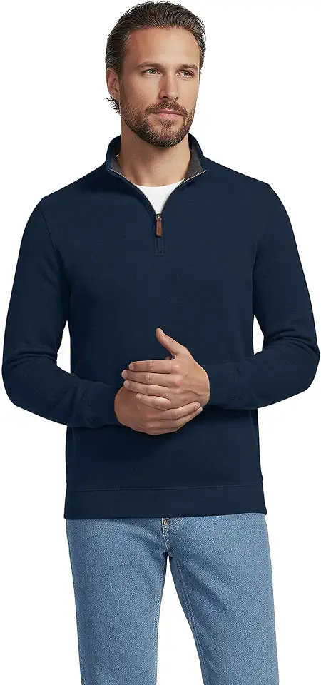 Lands' End Bedford Rib Quarter Zip Pullover Sweater