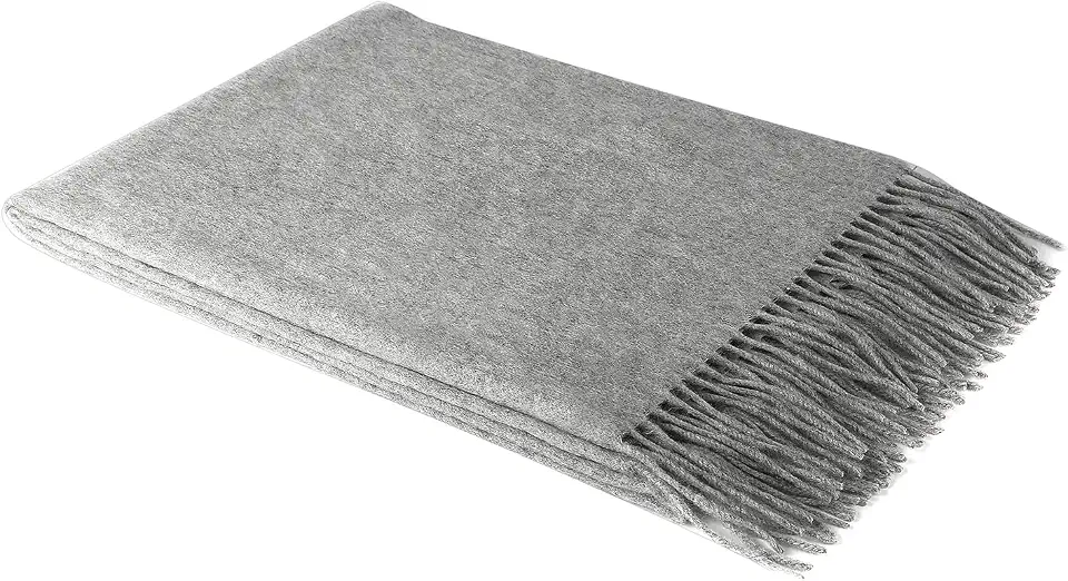 100% Pure Cashmere Scarf, Oversized Winter Wrap, Fringed Trim
