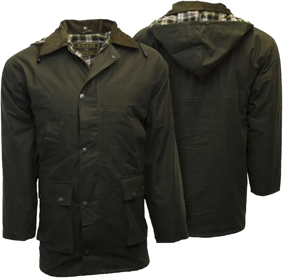 Walker and Hawkes Wax Padded Blackstone Jacket for Men - Waterproof Canvas Jacket with Soft Cotton Lining, Padded Filling