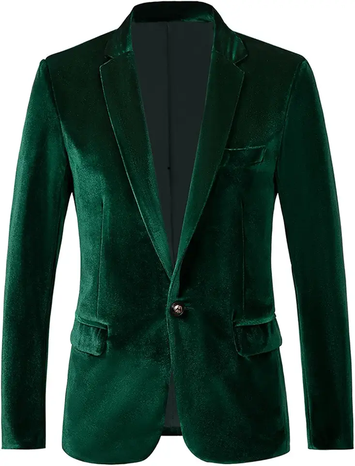 Men's Emerald Green Velvet Dinner Blazer Jacket