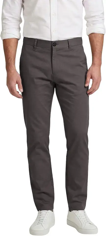 Plaid&Plain Men’s Slim Fit Khaki Pants Men’s Tapered Chino Pants