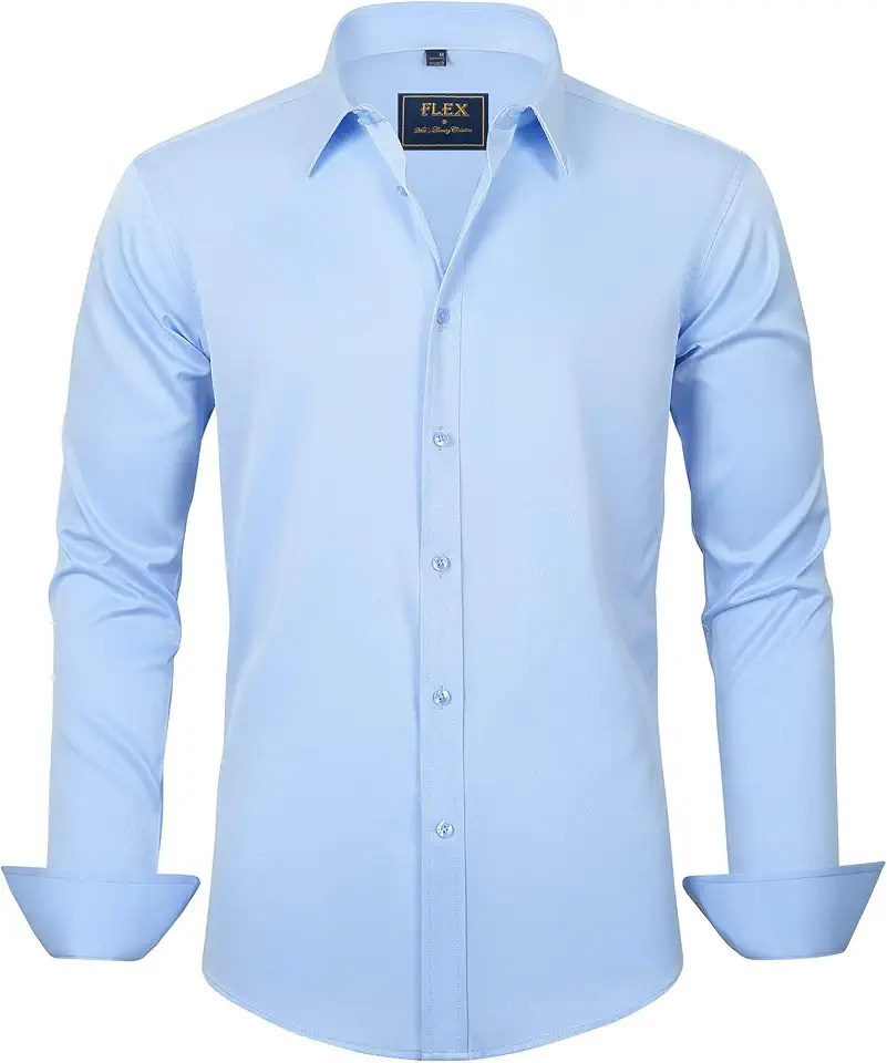 Global Recycled Standard J.VER Men's Dress Shirts Solid Long Sleeve Stretch Wrinkle-Free Formal Shirt Business Casual Button Down Shirts