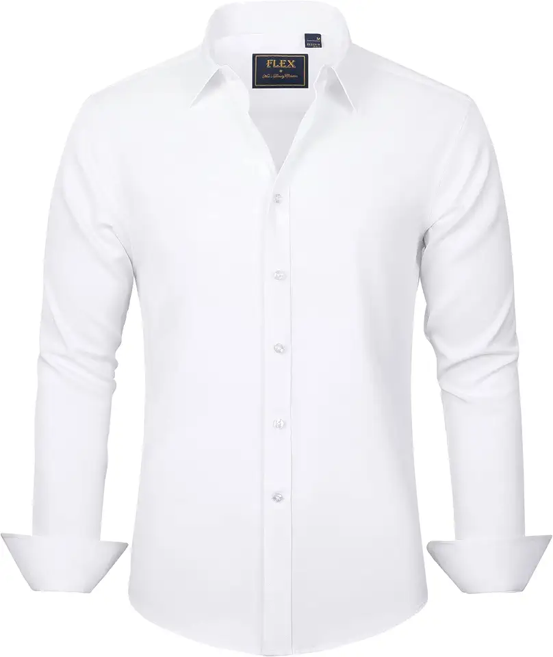 Global Recycled Standard J.VER Men's Dress Shirts Solid Long Sleeve Stretch Wrinkle-Free Formal Shirt Business Casual Button Down Shirts