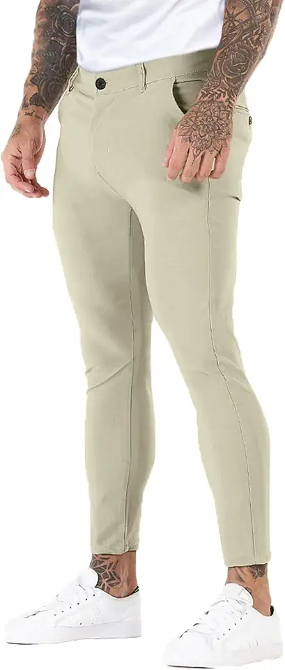 GINGTTO Mens Chinos Pants Slim Fit Stretch Ankle Length Dress