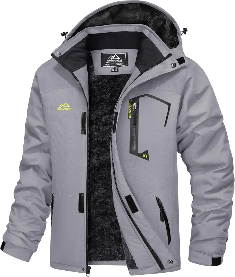 MAGCOMSEN Men's Winter Coats Water Resistant Ski Snow Jacket Warm Fleece Jacket Parka Raincoats With Hood Multi-Pockets