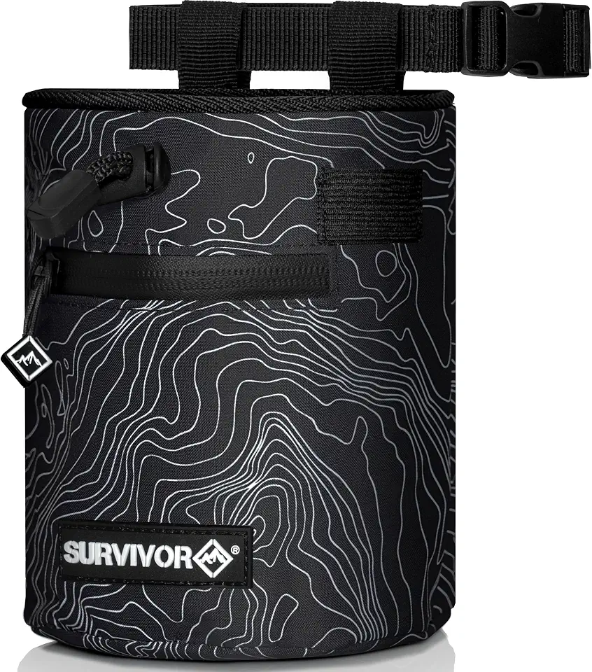 SURVIVOR Chalk Bag for Rock Climbing, Bouldering, Weightlifting, and More