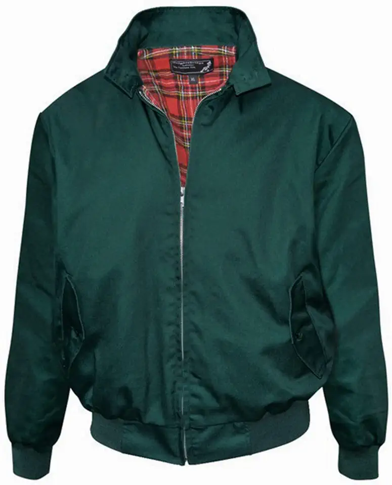 Spirit of England Classic Harrington Style Jacket Knightsbridge Bottle Green Tartan Lined
