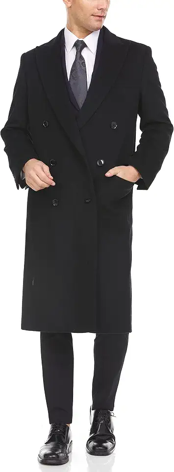 Men's Overcoat Single & Double Breasted Luxury Wool/Cashmere Full Length Topcoat