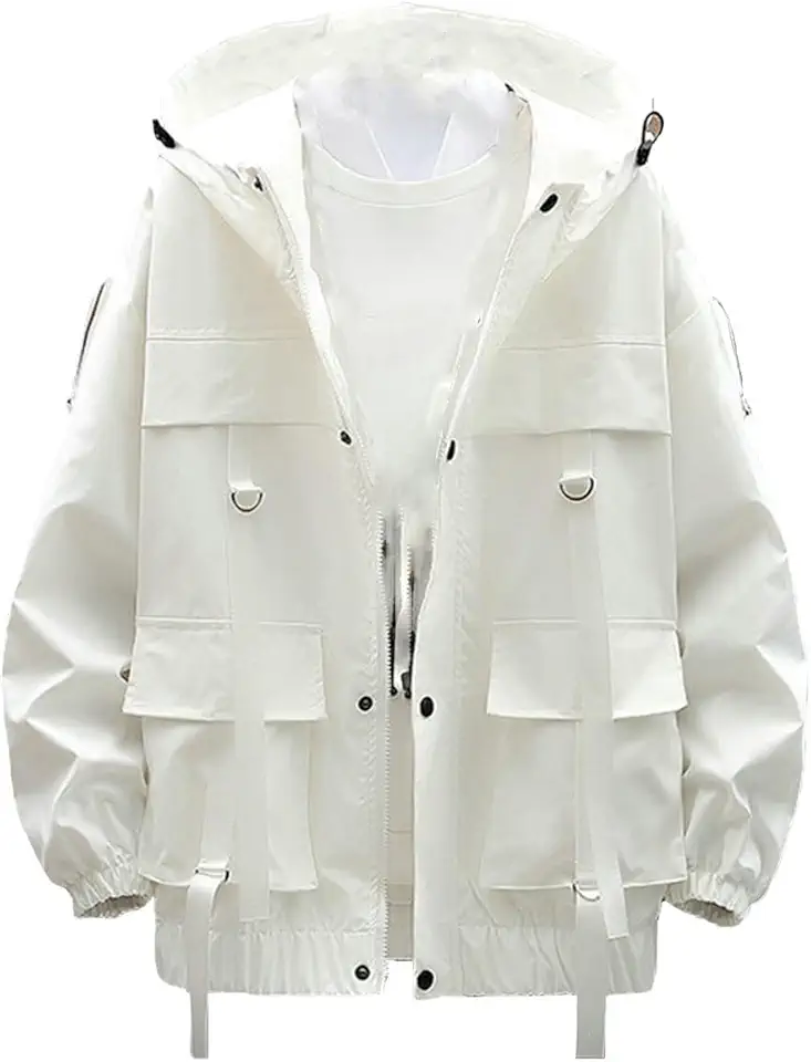 Nutriangee Men's Streetwear Windbreaker Jacket techwear hoodie Coat