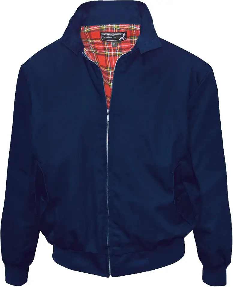 Spirit of England Mens Classic Harrington Style Jacket Knightsbridge Burgundy Red Tartan Lined