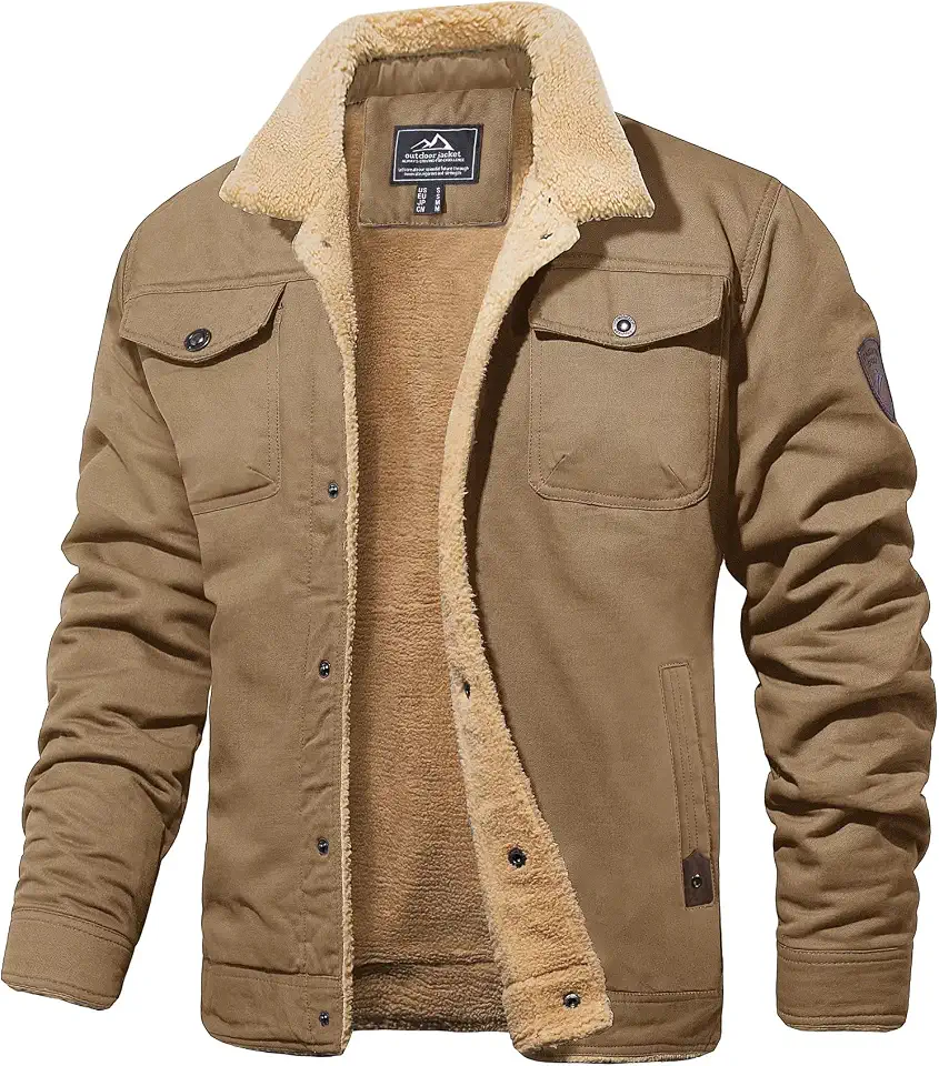 MAGCOMSEN Mens Winter Jacket Fleece Lined Sherpa Jacket Warm Thicken Coat