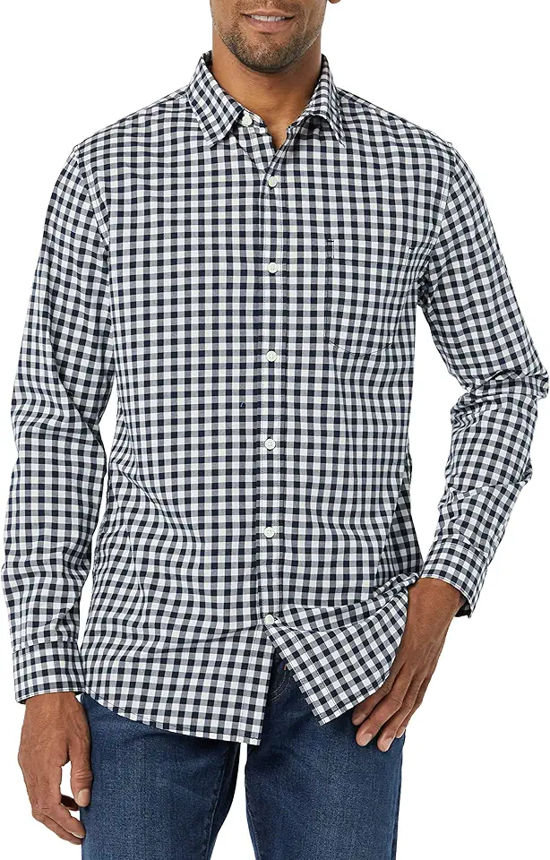 Amazon Essentials Men's Long-Sleeve Regular-Fit Stretch Poplin Shirt