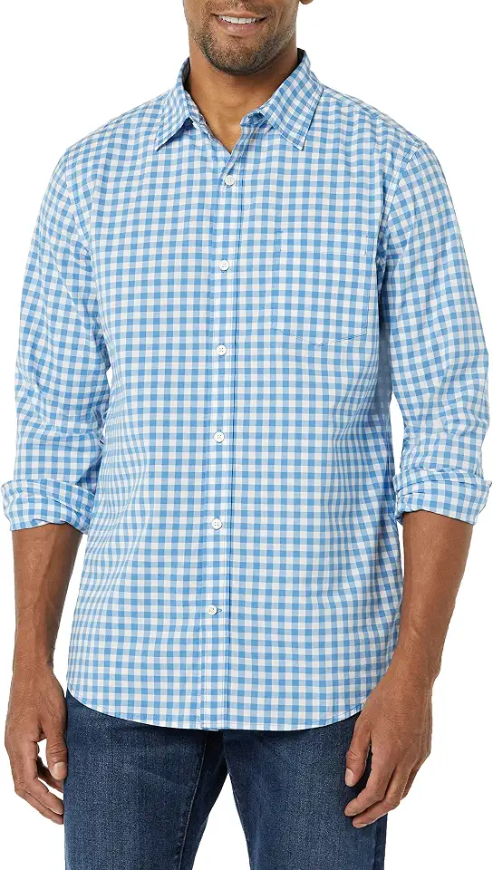 Amazon Essentials Men's Long-Sleeve Regular-Fit Stretch Poplin Shirt