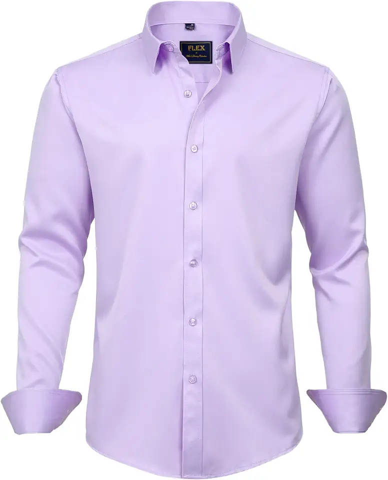 Global Recycled Standard J.VER Men's Dress Shirts Solid Long Sleeve Stretch Wrinkle-Free Formal Shirt Business Casual Button Down Shirts