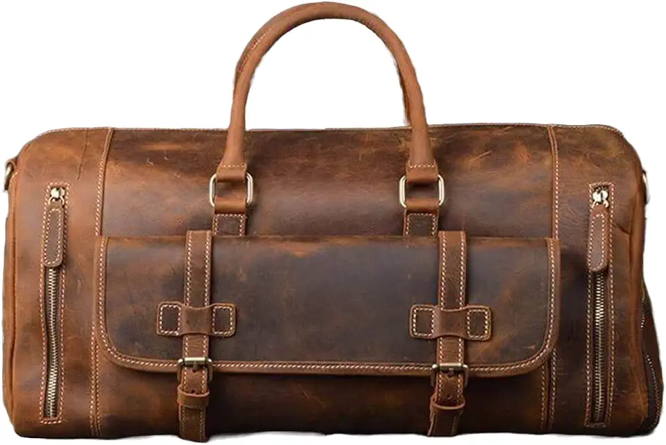 The Tannery Handmade Leather Overnight Bag, Sports Gym Carry on Duffel