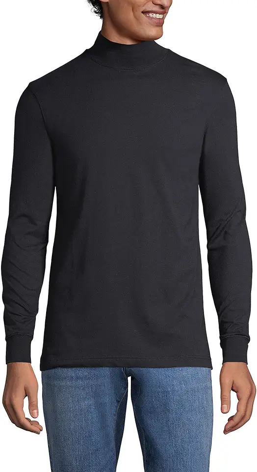 Lands' End Men's Super-T Mock Turtleneck 2XL Black