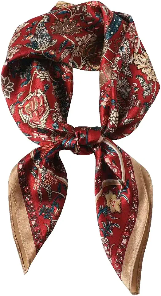 Global Recycled Standard 100% Silk Square Scarf for Hair-25.6" Women Men Neckerchief & Headscarf