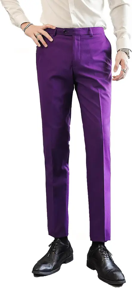 Mens Classic Suit Pants Flat-Front Formal Dress Pants