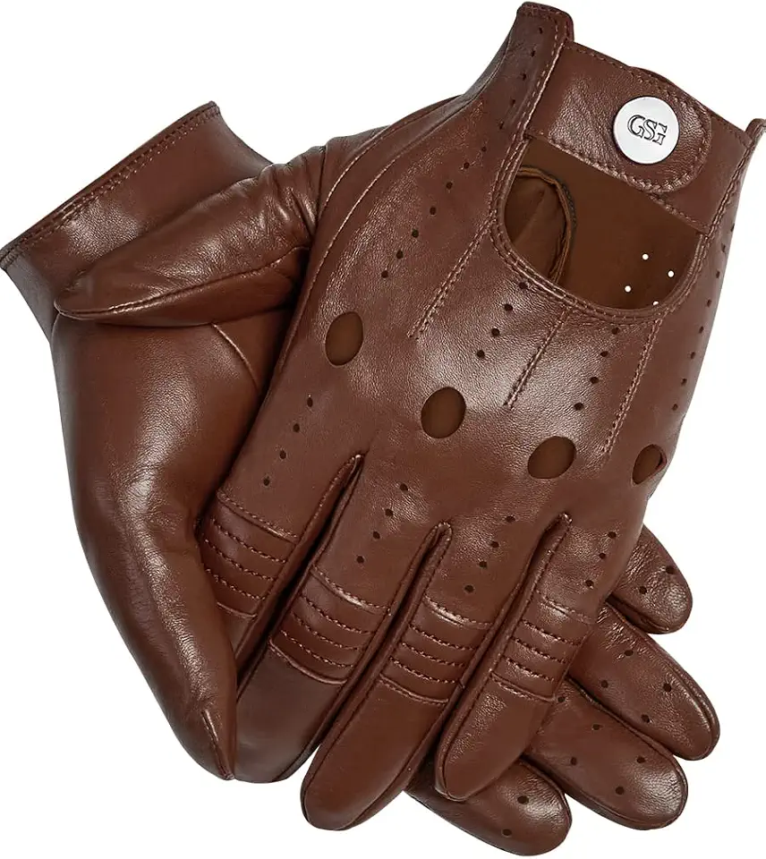 GSG Men Geniune Leather Gloves Sheepskin Black Driving Cycling Touchscreen Motorcycle Unlined Gloves
