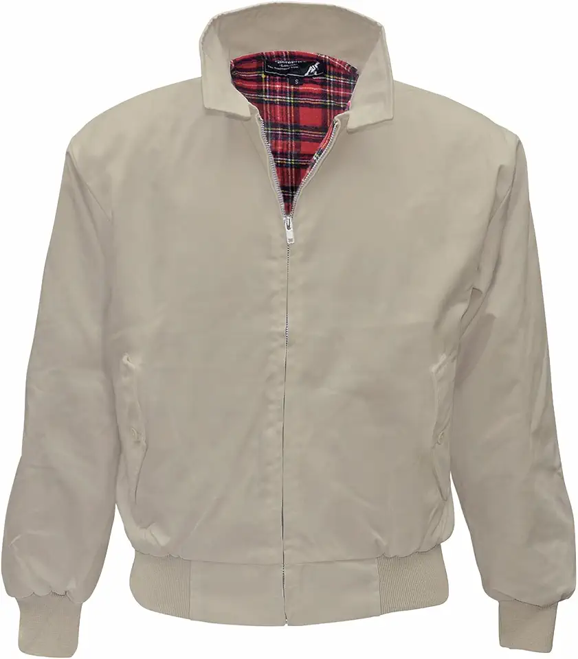 Spirit of England Mens Classic Harrington Style Jacket Knightsbridge Burgundy Red Tartan Lined