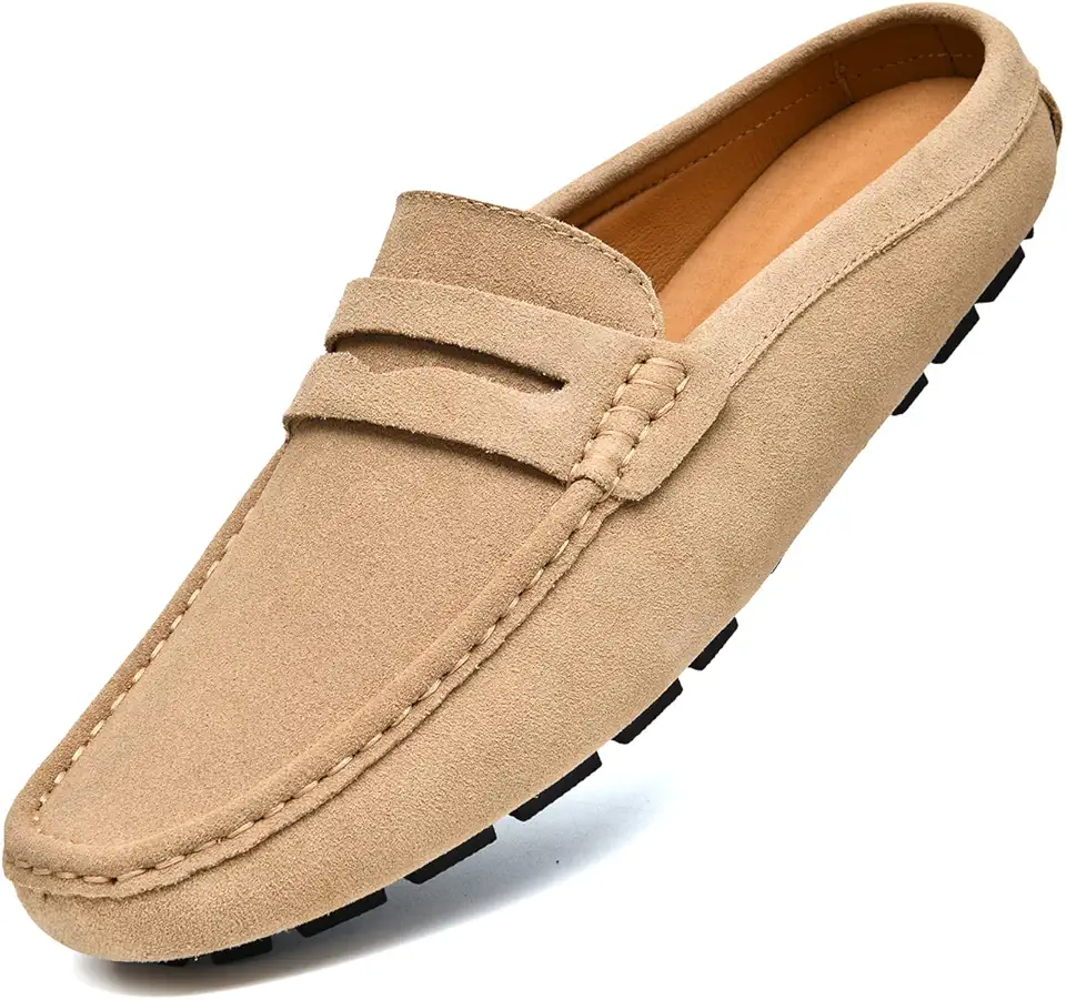 Men's Beige Suede Low Top Loafers