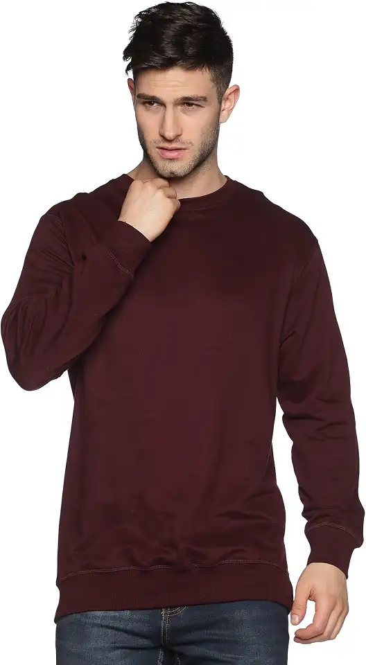 Sweatshirt for Men’s 100% Cotton Crewneck Long Sleeve Heavyweight Regular Fit Pullover Warm Plain Top