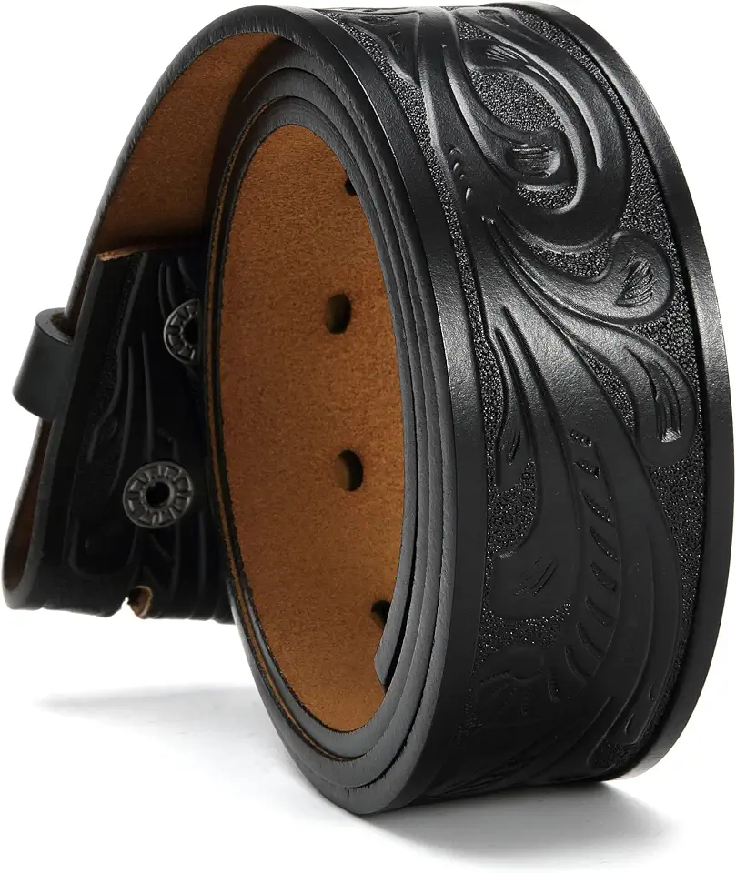 Global Recycled Standard CHAOREN Western Belts for Men without Buckle, 1.5" Full Grain Leather Strap