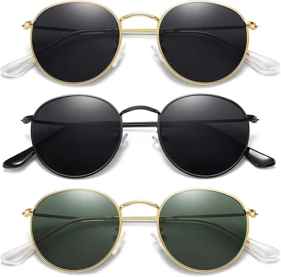 MEETSUN Round Polarized Sunglasses for Women Men Classic Retro Metal Frame Sun Glasses UV Protection