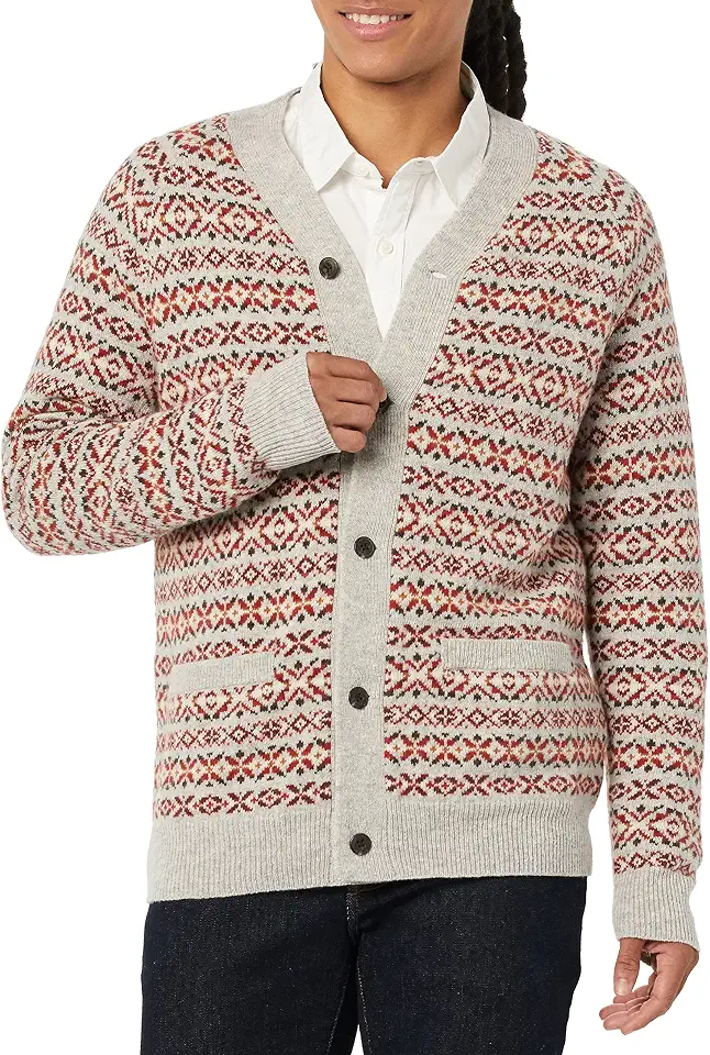 OEKO-TEX STANDARD 100 Amazon Essentials Men's Lambs Wool V-Neck Cardigan Sweater with Pockets