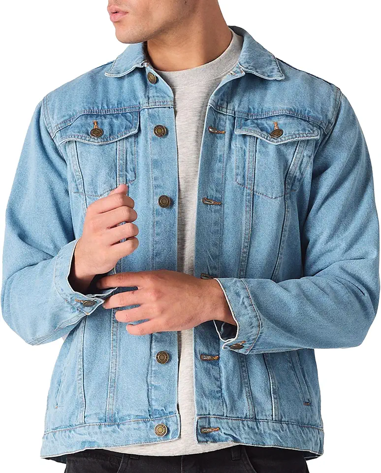 Jean Jacket Men - Regular Fit Mens Denim Jacket Western Style