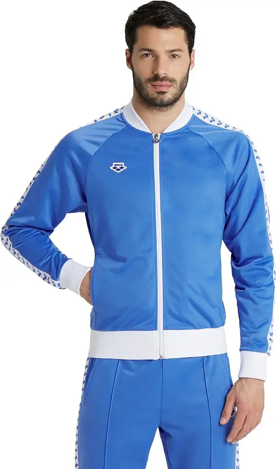 Arena Men's Team Relax IV Track Jacket Front Zip Side Pockets Warm-Up Top Lightweight Athletic Retro Cool Bomber Jacket