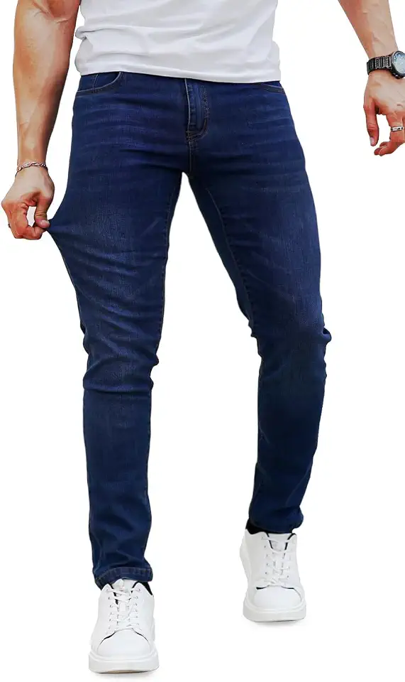 Global Recycled Standard Heyfanee Mens Slim Fit Jeans Stretch Denim Pants for Men