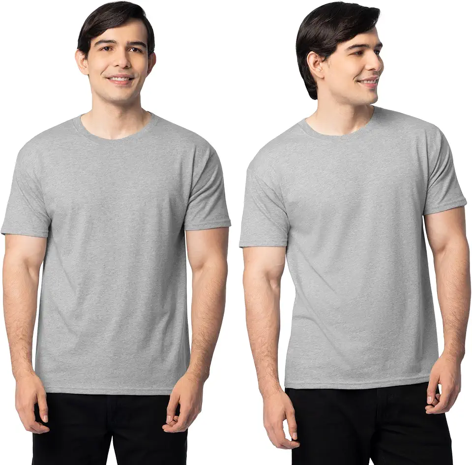 OEKO-TEX STANDARD 100 Fruit of the Loom Men's Eversoft Cotton Short Sleeve T-Shirts, 2 Pack