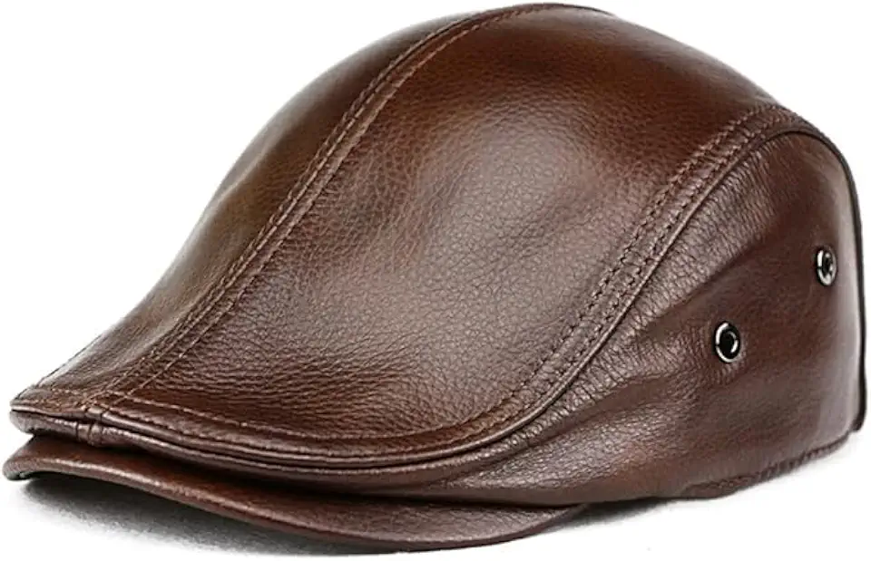 Men's Adjustable Newsboy Hat Beret Hat Driving Hunting Fishing Hat Genuine Leather Ivy Cap Fashion Beret Hat Flat Cap.