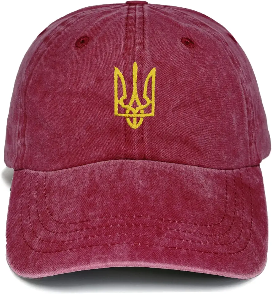 Embroidered Ukraine Hat Retro Vintage Washed Cotton Denim Baseball Caps