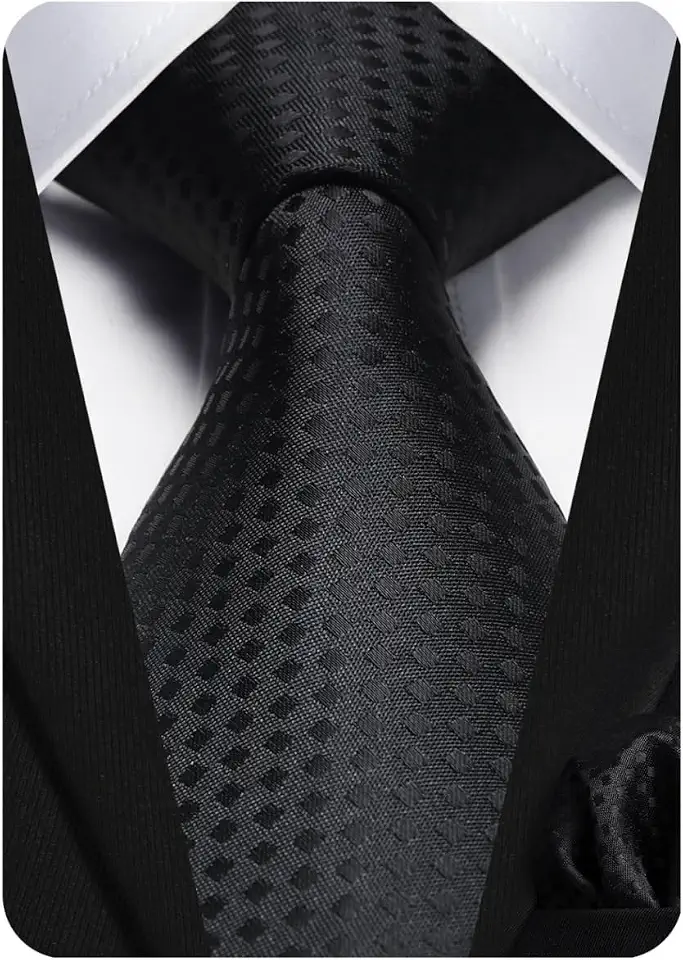 HISDERN Plaid Checkered Tie Handkerchief Woven Classic Formal Men's Necktie & Pocket Square Set