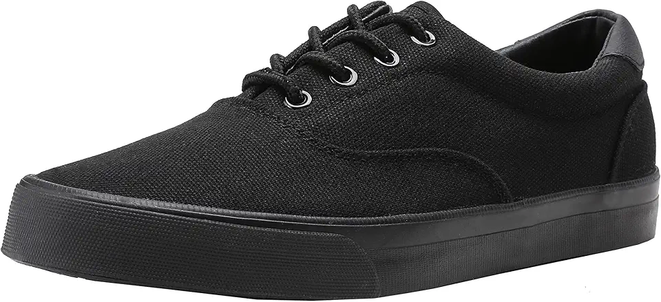 Men's Black Classic Low Top Shoes Canvas Fashion Sneaker with Soft Insole Causal Dress Shoes for Men Comfortable Walking Shoes