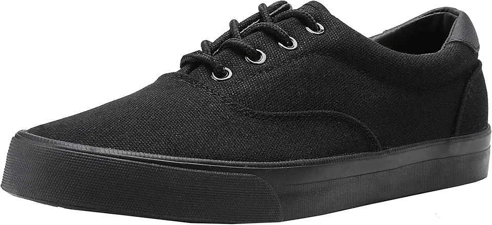 TOBER Men's Black Classic Low Top Shoes Canvas Fashion Sneaker with Soft Insole Causal Dress Shoes for Men Comfortable Walking Shoes
