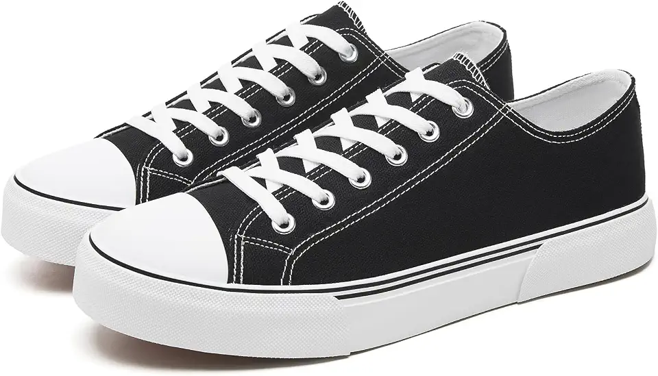 Men's Black Canvas Low Top Sneakers
