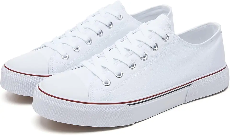 Men's White Canvas Low Top Sneakers