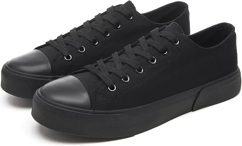 yageyan Men Canvas Low top Shoes Classic Casual Sneakers Mens Fashion Shoes | Comfortable Mens Laced Up Black Shoes White Walking Shoes