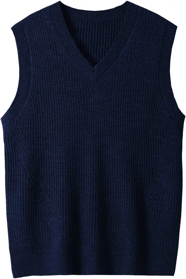 ZHILI Men's Merino Wool Blend V-Neck Sleeveless Pullover Sweater Vest