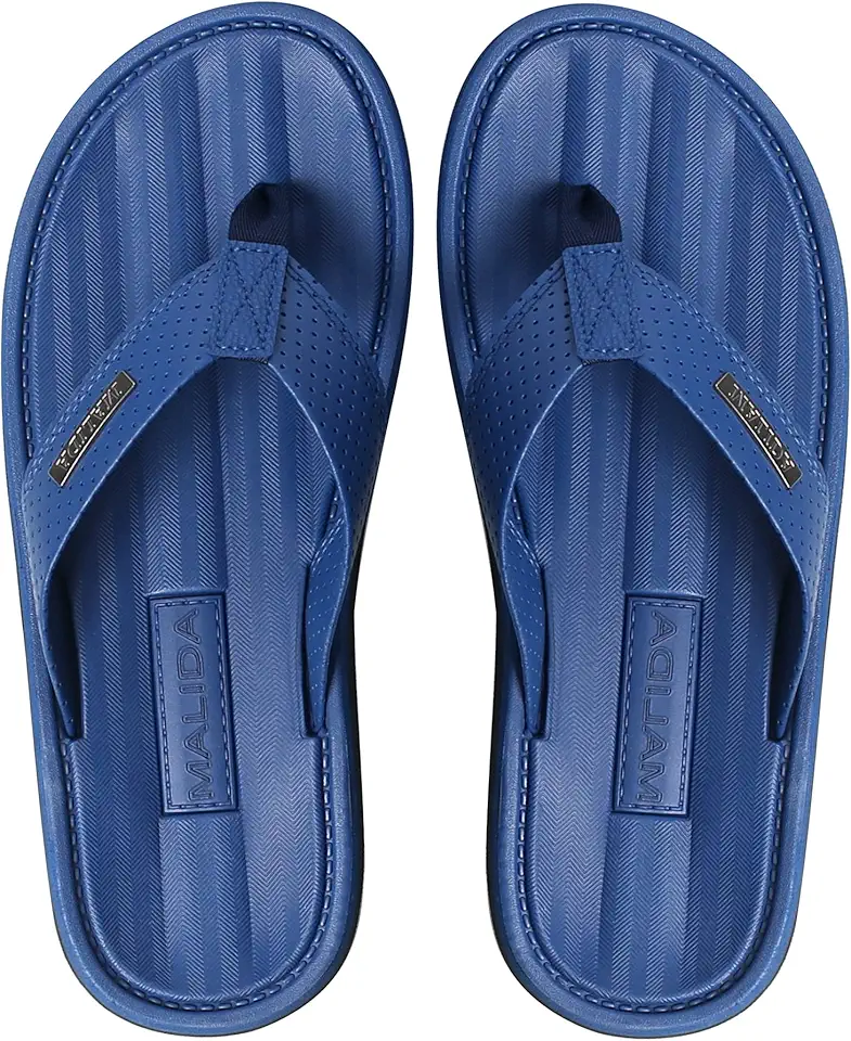 MALIDA Mens Flip Flops Non-Slip Bathroom Shower Shoes Waterproof Cushion foam Indoor and Outdoor Thong Sandals
