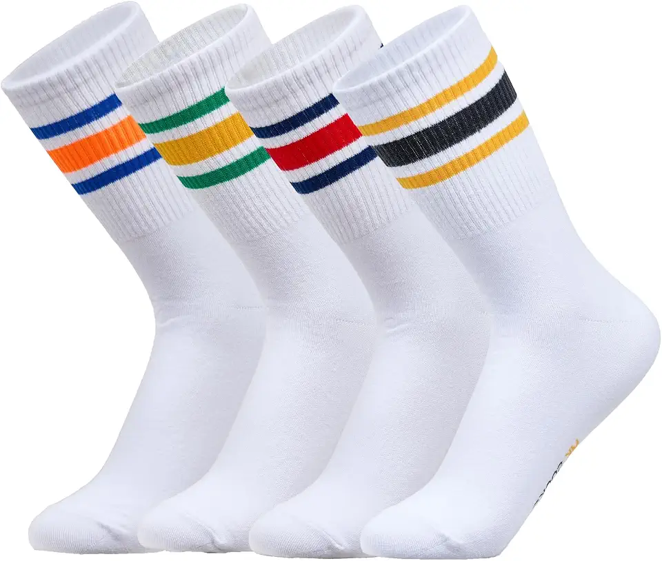 MK SOCKS Retro Ringer Crew Socks for Men & Women
